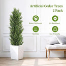 THE BLOOM TIMES 5ft Topiary Trees Artificial Outdoor – UV Resistant Faux Cedar Pine Cypress Bushes and Shrubs, Fake Potted Plants for Front Porch Outside Planter Patio Decor, Set of 2 (5 Foot) by GreenHaven Gardens