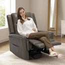 COLAMY Oversized Leather Recliner Chair, 360°Swivel Rocking Manual Recliner with Thick Cushioned Padding Backrest and Wide Seat - Lightbrown by CozyNest Decor