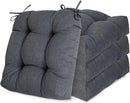 Aoodor 19" x 19" x 5" Tufted Outdoor Chair Cushions, Water Resistant & Fade Resistant Polyester Dining Chair Pads with 2 Straps for Patio Furniture, Set of 4 by GreenHaven Gardens