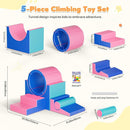 Lischwert Foam Climbing Blocks for Toddlers 1-3, 5pcs Soft Play Set with Tunnel Crawling Exploration Toys, Indoor Infant Safe Blocks for Baby Gym & Toddler Playground - Blue Pink by TinyTreasures Baby Boutique