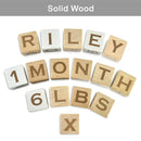 I'm Solid Wood Baby ABC Alphabet Milestone Age Blocks, Personalized Own Name, Gender Neutral, Newborn Gifts & Keepsakes for Picture Props (1.4" / 16 Pcs/Brown) by TinyTreasures Baby Boutique
