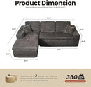ovios 105” Modular Sectional Sofa with Thicken Seat Cushion, Cloud Couch with Deep Seat, Modern L-Shape Sofas Couches with Chaise,Upholstered Couches for Living Room Bedroom,Grey by CozyNest Decor