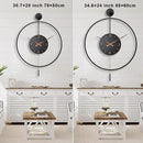Large Modern Wall Clock,30.7× 20 Inch Big Metal Minimalist Arabic Numeral Dial,Decorative Farmhouse Pendulum Wall Clocks with Walnut Pointers forLiving Room Decor, Office,Dining Room by CozyNest Decor