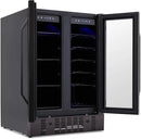 NewAir 24" Dual Zone Wine and Beverage Refrigerator, 18 Bottle & 58 Can, French Door Built-In Fridge with Lock, Black Stainless Steel Cooler, Digital Thermostat, Adjustable Shelves by CozyNest Decor