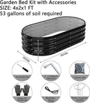 Galvanized Metal Planter Raised Garden Bed Kit for Gardening Outdoor，4x2x1ft 2 Planter Grow Garden Box Raised Flower Bed，Long Vegetable Clearance Herb Raised Garden Beds for Gardening Black by GreenHaven Gardens
