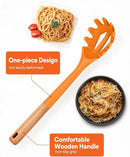 Silicone Pasta Fork, Kitchen Heat Resistant Noodle Spoon Server, BPA Free Spaghetti Strainer,12.8 inch (ORANGE) by CozyNest Decor