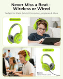 seenda Kids Wireless Active Noise Cancelling Headphones, 60H Playtime, Safe Volume (74/85/94dB), Bluetooth 5.4, Type-C Foldable Headphones with Mic for School, iPad, Airplane, Travel, Green by TinyTreasures Baby Boutique