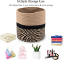 Woven Cotton Rope Plant Basket for 11" Flower Pot Floor Indoor Planters,Storage Organizer Basket Rustic Home Decor (11" x 11",Black and Brown Stripes) by CozyNest Decor
