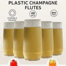 48 Pack Ribbed Ripple Stemless Toasting Glasses, Origami Durable 9 Oz BPA-Free Disposable Plastic Champagne Flutes for Weddings, Bars, Events, and Celebrations (Clear) by CozyNest Decor