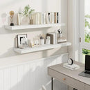 Fun Memories 40" Rustic Wood Floating Shelves with Invisible Brackets for Storage & Decor, Deep Wall Mounted Shelves for Bathroom, Kitchen, Living Room (White, Set of 2) by CozyNest Decor