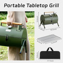 MAISON HUIS Adjustable Portable Charcoal Grill Multi-functional Metal Small BBQ Smoker with 9-Piece Stainless Steel Grill Tool Set for Outdoor Hiking Picnic (Green Kit) by GreenHaven Gardens