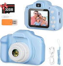 Kids Camera, HD Digital Video Camera, Childrens Toys for 3 4 5 6 7 8 9 Year Old Boys/Girls, Selfie Camera for Kids, Christmas Birthday Gifts with 32GB SD Card (Blue) by TinyTreasures Baby Boutique