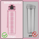 OLDLEY 32 oz Water Bottle, Motivational Water Bottle with Time Marker, Sports Water Bottle With Strap, Leakproof & BPA Free Large Water Bottles for School, Gym, Travel, Outdoor, Tritan,Pink by CozyNest Decor