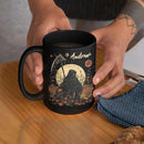 Custom Name Coffee Mug, Halloween Inspired Ceramic Cup 11oz 15oz, Personalized Spooky Reaper Coffee Cup, Halloween Character White Mug with Moon and Floral, Gifts for Men, Women by CozyNest Decor