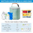 Breast Milk Cooler Bag with Ice Pack Fits 4 Baby Bottles Up to 9 Ounce, Baby Bottle Bag for Nursing Mom Daycare-Green by TinyTreasures Baby Boutique