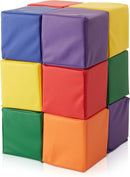 Casafield Toddler Foam Building Blocks (12-Piece Set), 5.5" x 5.5" Soft Play Colorful Kids Stacking Cubes for Daycare, Nursery, Preschool by TinyTreasures Baby Boutique