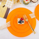 FLOWERCAT 60PCS Orange Plates - Heavy Duty Orange Plastic Plates Disposable for Halloween & Thanksgiving Party - Serve 30 Guests 10.25inch and 7.5inch by CozyNest Decor