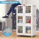 400Qt Stackable Storage Bins with Lids, 100Gal Closet Organizers and Storage Drawer, Plastic Collapsible Storage Bins with Doors, Heavy Duty Store Box Cabinet for Home Kitchen, 4Pack White by CozyNest Decor