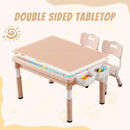 Multi Functional Kids Table and 2 Chairs Set, Graffiti & Building Blocks Double-Sided Tabletop, Toddler Play Table with Drawers, Large Storage Space, Gift for Boys/Girls, Pink by CozyNest Decor