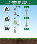 Artibear Adjustable Outdoor Shepherd Hook Stand with 5 Prong Base, 76 Inches Tall 3/5 in Thick, Shiny Black (1 Packs) by GreenHaven Gardens