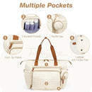 Diaper Bag Tote, Large Baby Diaper Bags Waterproof, Hospital Bag for Labor Delivery with Pacifier Case, Changing Pad, Shoulder Strap, Beige by TinyTreasures Baby Boutique