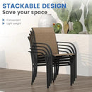 VICLLAX 5 Pieces Patio Dining Set for 4, Outdoor Furniture Set Includes 40.7" Round Patio Table and 4 Patio Stackable Chairs, Black Tabletop and Brown Fabric by GreenHaven Gardens