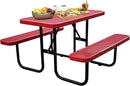 4FT Metal Picnic Tables for Outdoors, Commercial Rectangular Picnic Table and Bench Set for Outside, Patio, Garden, Backyard, Porch, Surface Mount, Red by GreenHaven Gardens