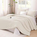 Litanika Oversized King Comforter 128x120 Beige, 3 Pieces Lightweight Solid Bedding Comforter Set, All Season Fluffy Bed Set (1 Comforter & 2 Pillowcases) by CozyNest Decor