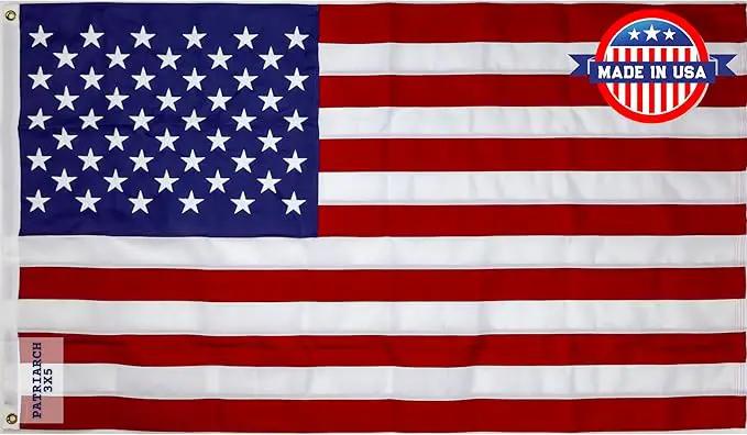 Carrot-Top Patriarch Polyester American Flag for Outside & Inside 3x5 - US Flag, Outdoor, United States Flag Made in USA, Heavy Duty w/Brass Grommets