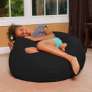 Posh Creations Bean Bag Chair Round EPS Filled Seat for Toddlers and Kids, Comfy Chair for Children, Large 38 Inch, Nylon - Solid Black by TinyTreasures Baby Boutique