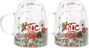 Set of 2 Holly Jolly Christmas Design Tumbler Mugs - 9.5 oz