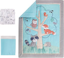 Blue Woodland Nursery Crib Bedding Set for Boys 3 Pieces Fox Owl Raccoon Baby Boy Cot Bedding Set by TinyTreasures Baby Boutique