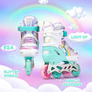 SULIFEEL Rainbow Unicorn Inline Skates for Girls Boys 4 Size Adjustable Light up Wheels Skates for Kids Beginner by TinyTreasures Baby Boutique