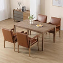 Kmax Modern Dining Chairs Set of 4 Faux Leather Kitchen Arm Chairs Upholstered Accent Chairs with Wooden Legs for Dining Room, Living Room, Bedroom, Brown by CozyNest Decor