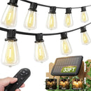 addlon 33(27+6) FT Solar String Lights Waterproof,Patio Light Solar Powered with Remote& USB Port 9+1 LED Shatterproof Bulbs 3 Lighting Modes Outdoor for Camping Backyard Garden by CozyNest Decor