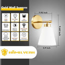 Hamilyeah Gold Sconces Wall Lighting Set of Two with Frosted Glass Shade, Industrial Bathroom Lighting Fixture with Milk Shade, Modern Brass Vanity Sconce Lighting for Bedroom, Living Room by CozyNest Decor