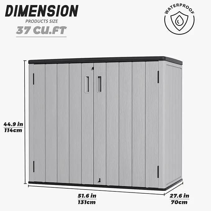 Large Outdoor Storage Box,Resin Sheds&Outdoor Storage Waterproof/Lockable,Outdoor Storage Cabinets for Balcony,Garage,Backyard (37Cu.ft-Pale Grey), photo 4 of 7