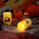 Halloween Outdoor Battery Operated Flameless Pillar Candles with Auto Daily Timer Waterproof Realistic Flickering Electric LED Lights with Pumpkin Witch Decals Halloween Decorations 2 Pack 3X5” by GreenHaven Gardens