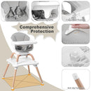 Baby High Chair, 7 in 1 Convertible High Chairs for Babies and Toddlers, Kids Learning Table, Building Block Table, Toddler Dining Chair with 360° Rotating Seat, 5-Point Safety Harness (Grey) by TinyTreasures Baby Boutique