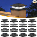 APONUO Solar Post Cap Lights for 4x4 Wood & Vinyl Posts, IP44 Waterproof Cool White LED 4x4 Post Solar Lights, Outdoor Garden Patio Yard Decor, 16 Pack (Black) by GreenHaven Gardens
