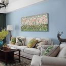 amatop Large Floral Wall Art Modern Abstract Flower Field Canvas Picture Botanical Artwork Rustic Wall Decor for Living Room Bedroom Pink Green Blooming Wildflower Forest Nature Art Print 48x24in by CozyNest Decor