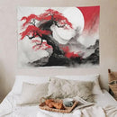 Cherry Blossoms Tapestry, Japanese Red Landscape Asian Abstract Art, Bedroom Living Room Decor 40"x30" by CozyNest Decor