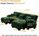 Modular Sectional Sofa, Comfy Cloud Couch 3 Seater Couch with Ottoman, Sectional Couches for Living Room, Modern Chenille U Shaped Couches, Sleeper Deep Seat Sofa with Throw Pillows, Green by CozyNest Decor