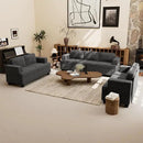 Sofa Couch, 3 Piece Set Comfy Sofa, 2 Loveseat & 3 Seater Sofa with Deep Seats for Living Room, Modern Sleeper Couch, Dark Grey Chenille by CozyNest Decor