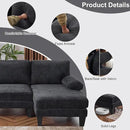 Karl home U-Shape Sectional Sofa Couch 111" Modern 4-Seat Sofa with Chaises Chenille Fabric Upholstered Covertible Couch with Wood Grain Legs for Living Room, Reception Room, Apartment, Black by CozyNest Decor