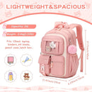 Kids Backpack for Girls School Bags for Middle School Students Book Bag for Elementary Primary Kawaii Ita Backpack, Pink and Beige by TinyTreasures Baby Boutique
