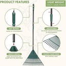 ORIENTOOLS Garden, Adjustable Lightweight Steel Poly Shrub Rake, Plastic Head, 22 Tines, 42 to 60 inches (Black Handle) by GreenHaven Gardens