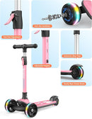 Besrey Kick Scooter for Kids Ages 3-10, 3-Wheel Folding Scooter with Adjustable Height, LED Light Wheels, Extra Wide Deck for Outdoor Activities by TinyTreasures Baby Boutique