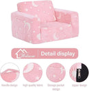 Welnow 2-in-1 Kids Sofa Chair, Glow in The Dark Convertible Toddler Chair Flip Out Children Sofa Chair Folding Kids Play Sofa with Side Pockets & Removable Cover Armrest Chair for Girl or Boy by CozyNest Decor