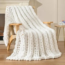Esterra Chunky Knit Blanket Throw, 100% Handmade Chenille Throw Blanket 40"x50", Soft Thick Yarn Cable Knit Crochet Throw Blanket Rope Knot Throw for Couch Bed Sofa, Bright White by CozyNest Decor